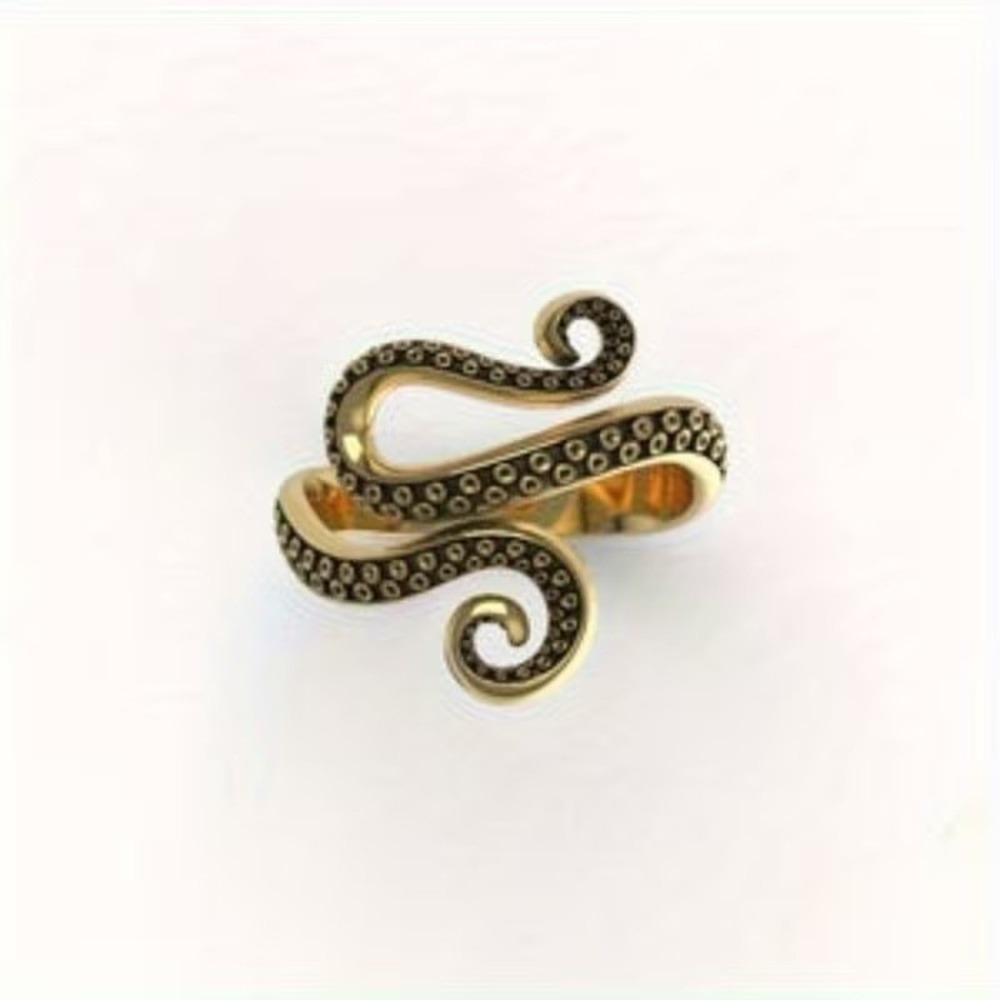 Unique Octopus Tentacle Statement Ring Gold Tone Adjustable
